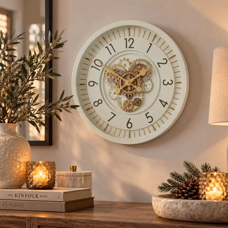 Countryfield Wandklok Celestial Round - Wit, Goud en Brons - Ø 46 cm