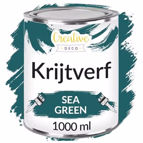 Creative Deco Krijtverf Zeegroen 1000 ml - Mat en Wasbaar voor Meubels en Decoratie