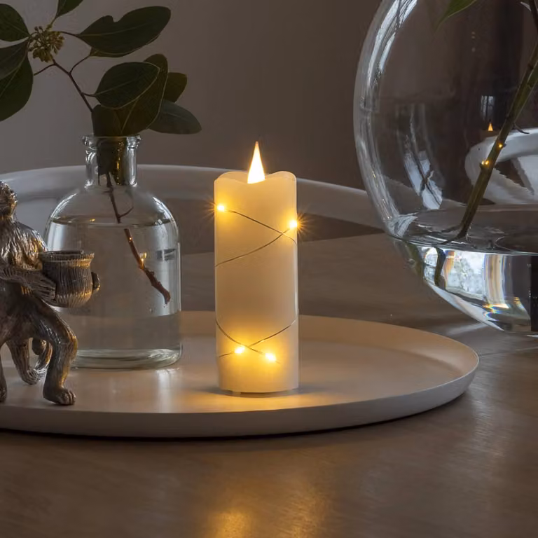 Konstsmide Christmas LED stompkaars beige wit modern rond Hoogte: 12,7 cm