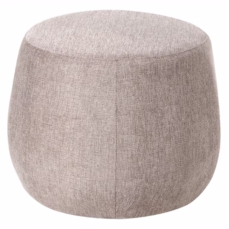 Ashton Ronde Poef Taupe - Zachte Stoffen Hocker voor Woonkamer en Slaapkamer