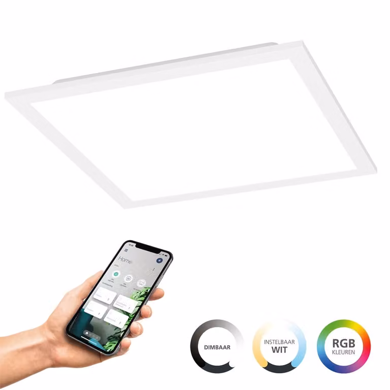 Eglo Moradillo-Z Smart plafondlamp wit vierkant 29,5 cm met LED-effect