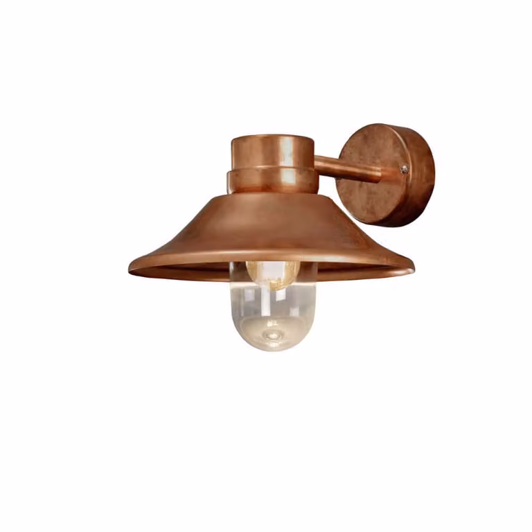 Konstsmide Vega landelijke wandlamp voor in de tuin, koper, B/D/H: 29 x 27 x 36 cm