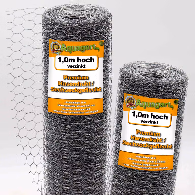 Aquagart Hekwerk met honingraatstructuur, konijnennet, Hoogte: 100 cm, Lengte: 180 m, Maaswijdte: 25 mm