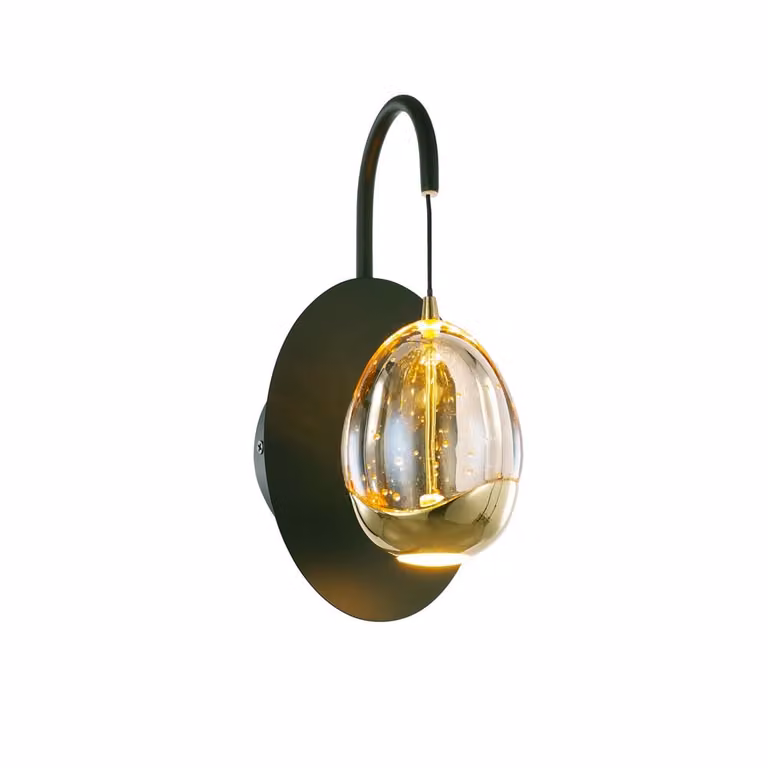 Highlight Wandlamp Golden Egg modern amber-zwart met goud/messing details