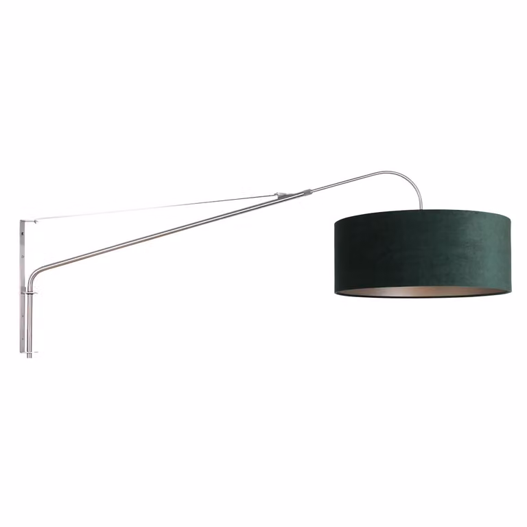 Steinhauer Wandlamp Elegant Classy met groene velours kap en RVS uitvoering