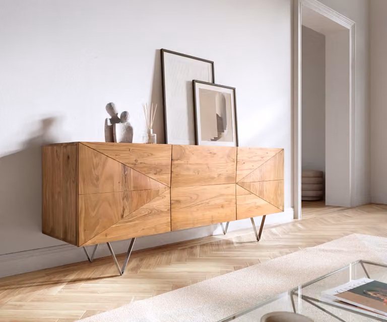 DELIFE Dressoir Wyatt Modern Acacia Hout Bruin B: 175 cm, D: 45 cm, H: 71 cm