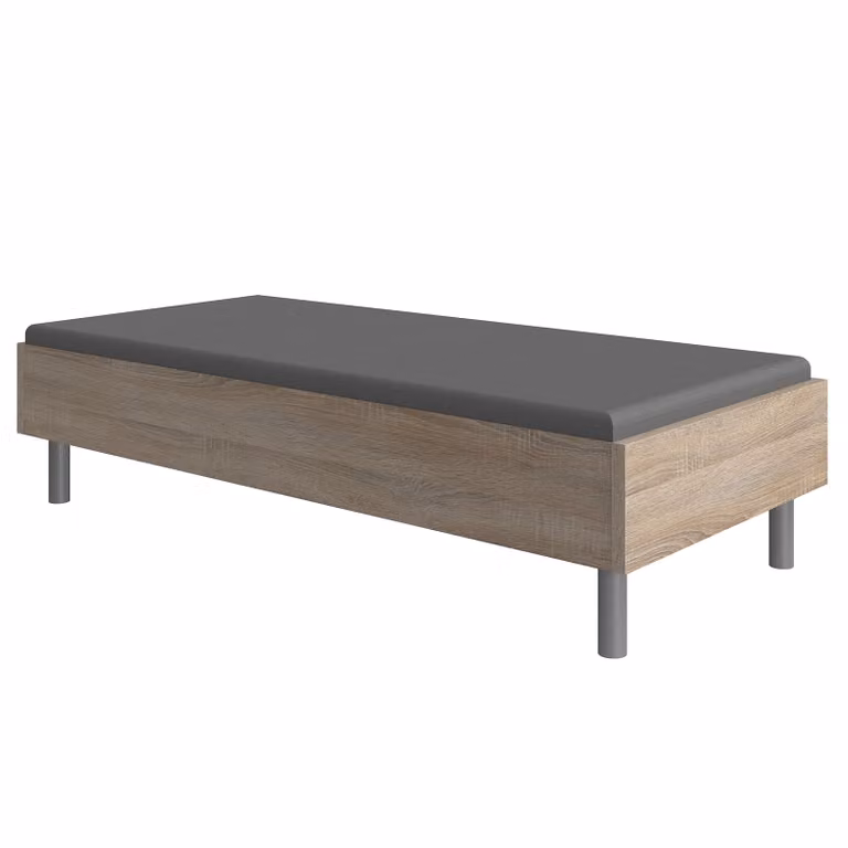 home24 Futonbed Easy Bruin/Zilver Eikenhout Look B/D/H: 90 x 200 x 60 cm