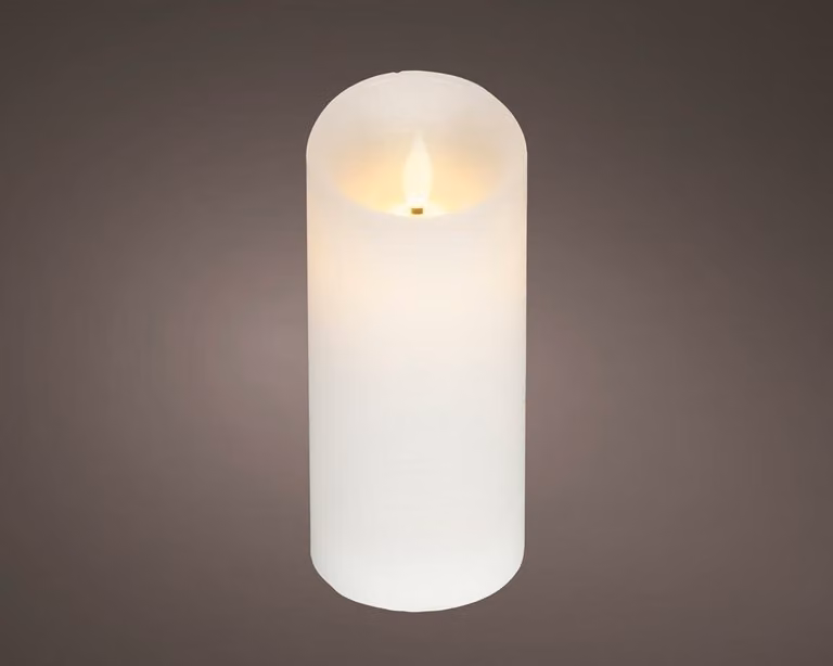 Lumineo Led kaars wit B: 7,5 cm, H: 17 cm