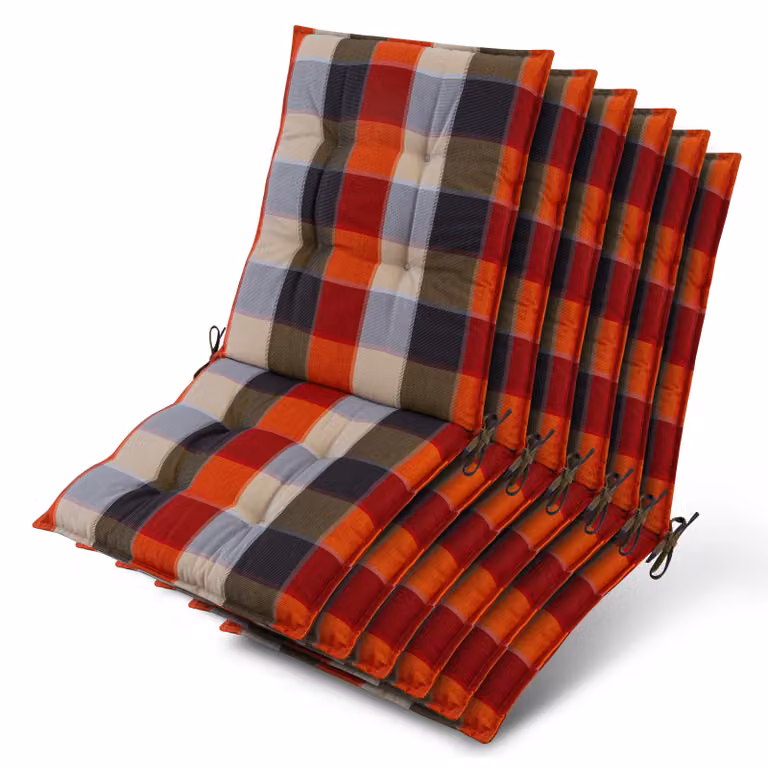 Beautissu 6-delige set zonnedekbedden Limited Edition Oranje-beige geruit B/D/H: 105 x 50 x 8 cm