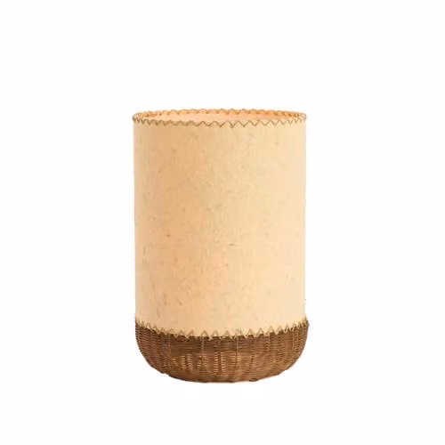 Light & Living Tafellamp Tio - Beige/Bruin - Papier en Rotan - B/D/H: 30,5 x 30,5 x 46 cm