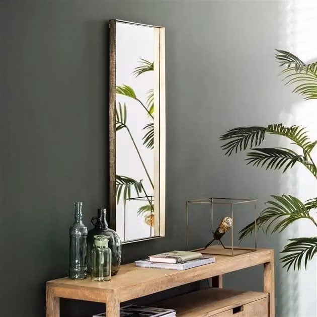 WoonStijl Spiegel met opstaande rand, Goudkleurig, B: 40 cm, H: 100 cm