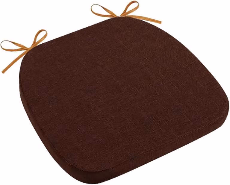 Comfortabele U-vorm stoelkussens met afneembare hoes en koordjes - 40 x 35 cm - Koffie