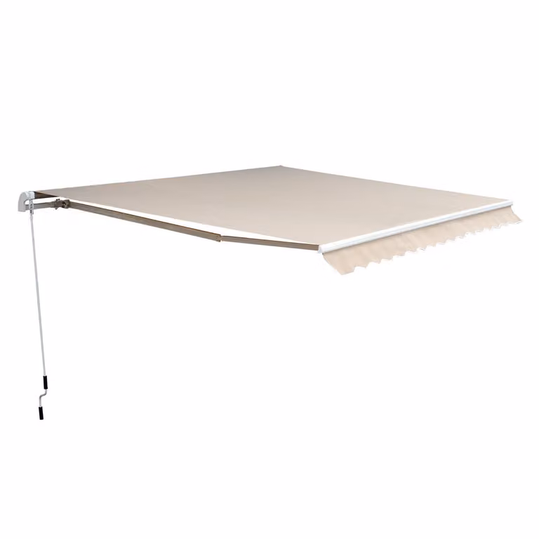 Outsunny Zonnescherm met Knikarmscherm en Handmatige Zwengel, Weerbestendig Aluminium Frame en UV-bestendig Doek, Beige, 4.5 x 3 m