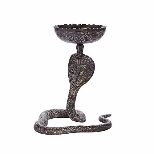 NKlaus Cobra Wierookbrander Messing Wit Gegraveerd Esoterisch Deco 1549