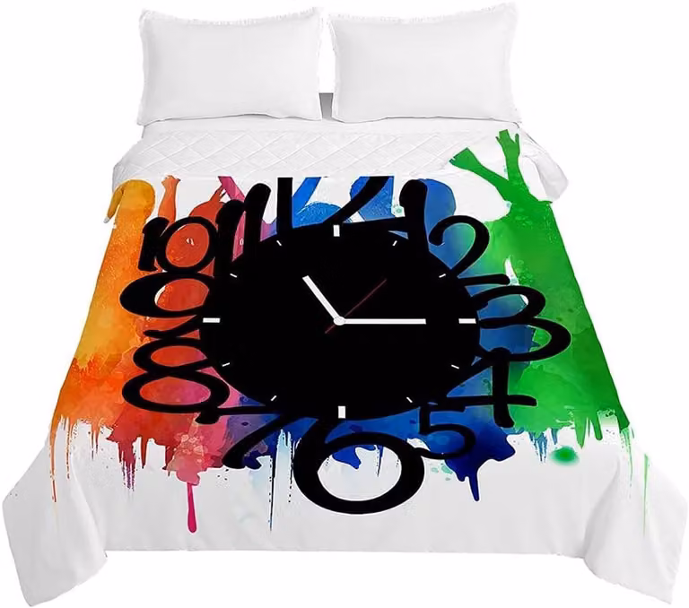Luxe gewatteerde sprei van zacht microfiber met graffiti print - 220 x 240 cm