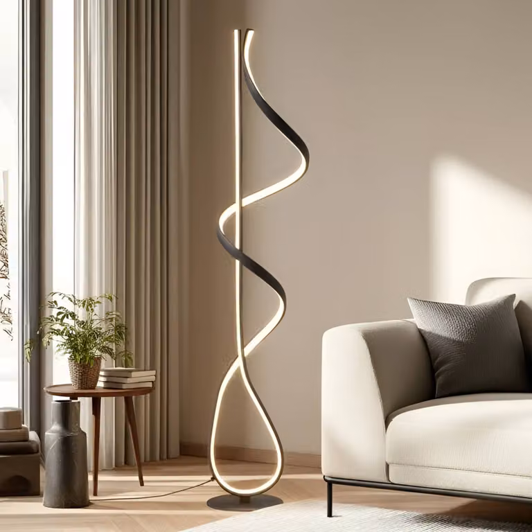 Lucande Rodado LED Vloerlamp Zwart Modern Aluminium voor Woonkamer en Eetkamer