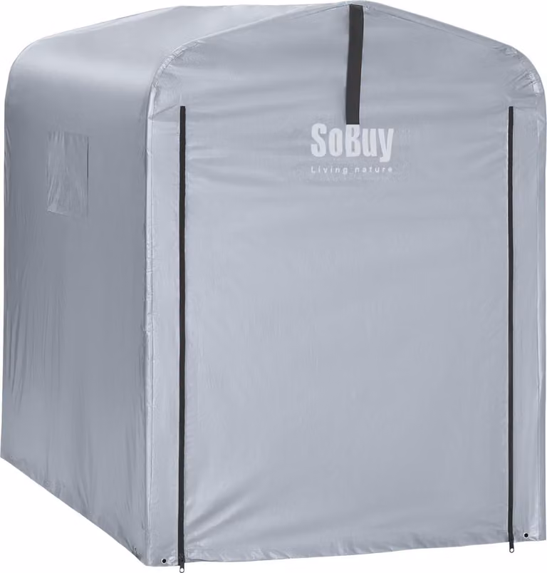 SoBuy Fietsenstallingsplaats met afsluitbare voorzijde, lichtgrijs, model SDA11-SIL