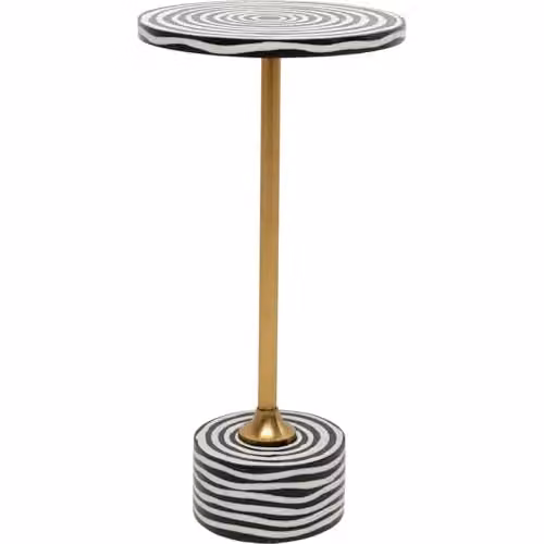 Kare Design Domero Swirl bijzettafel, zwart/wit/goud, rond, diameter: 25 cm