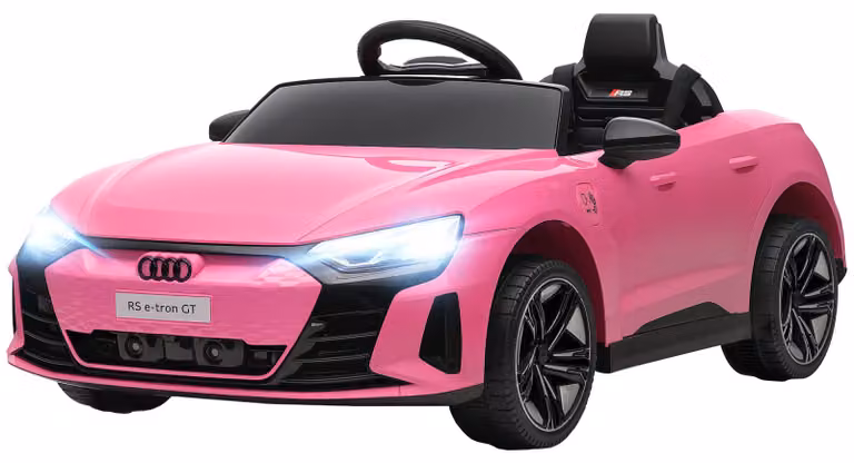 HOMCOM Elektrische kinderauto met afstandsbediening, claxon, muziek en koplampen, roze