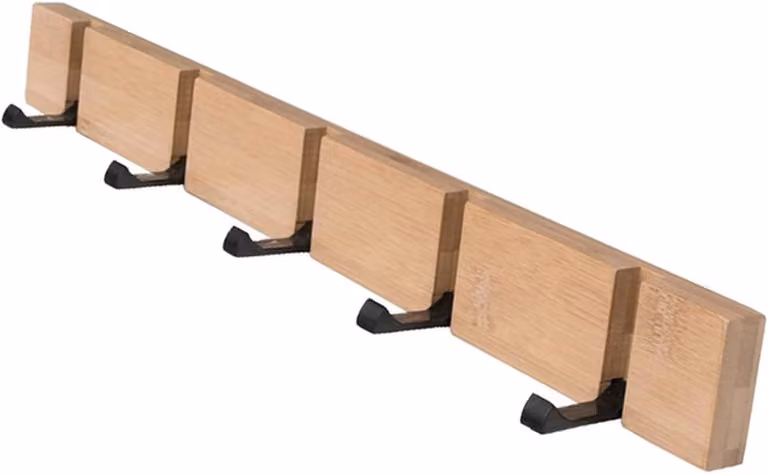 Opvouwbare houten wandkapstok voor de badkamer, keuken of hal - Naturel - Breedte: 50 cm