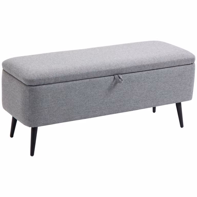 HOMCOM multifunctionele opbergbank met linnenlook en antislip ontwerp, grijs, B/D/H: 101 x 38,5 x 44,5 cm