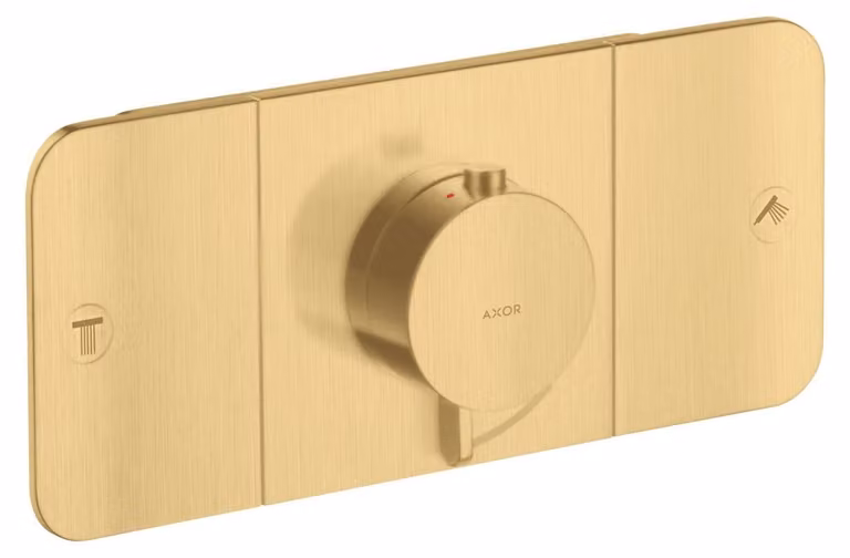 Axor ONE f kant-en-klare set voor thermostaat met 2-weg functie en safety stop in geborsteld goud