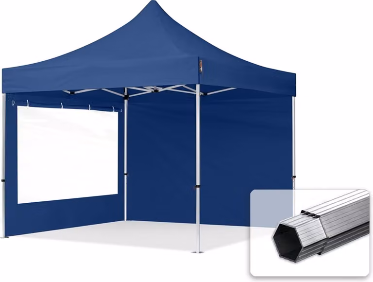 Easy Up Professional Vouwpaviljoen 3x3m met panorama zijwanden, blauw