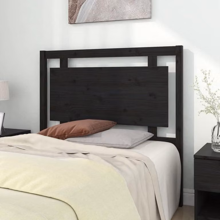 Hoofdbord van massief grenenhout voor je bed in zwart, B/D/H: 1055 x 4 x 100 cm