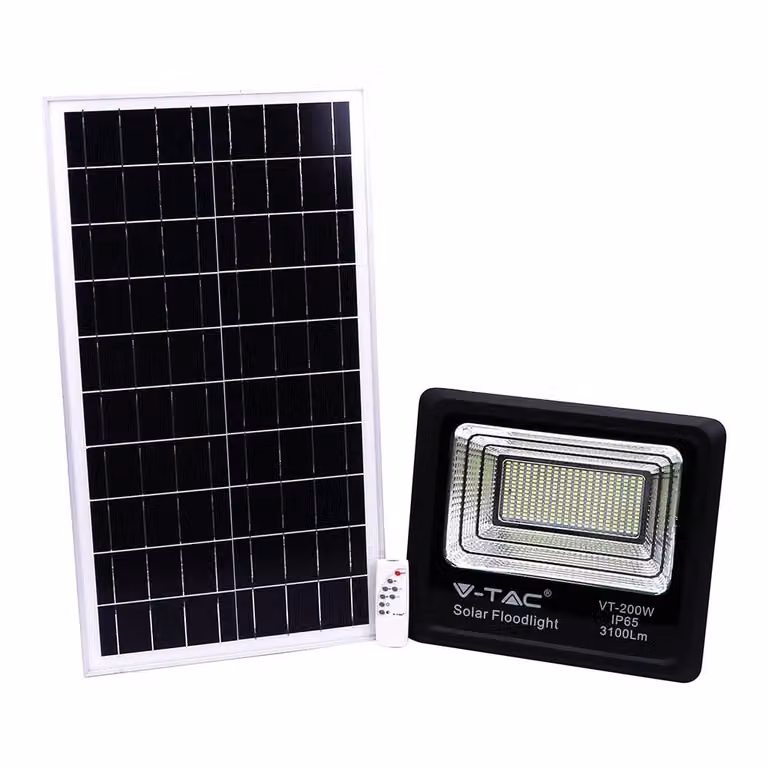 V-TAC LED zonnepaneel schijnwerper voor de tuin, 200W, zwart