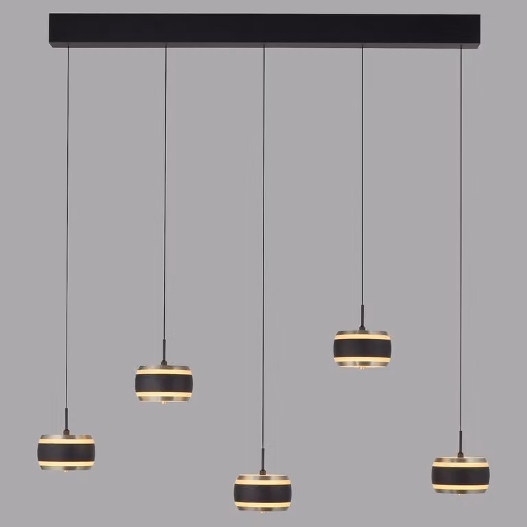 Paul Neuhaus Pure Falling Rings LED hanglamp - Black - Hoogte: 101 cm - 5 lampen