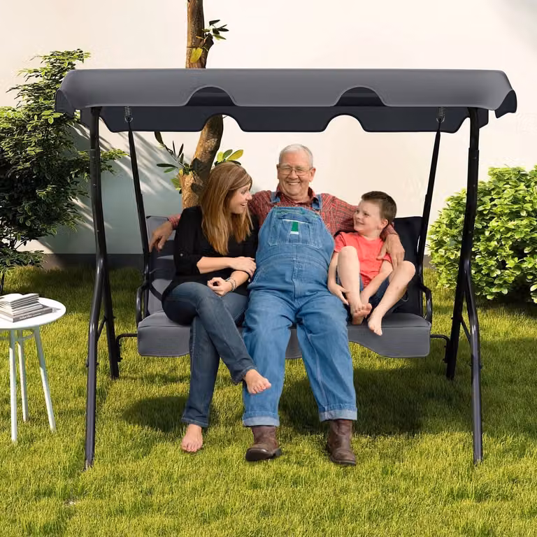 QJ Supply Buitenschommel - 3-Zits Tuinschommel met Overkapping - Groen