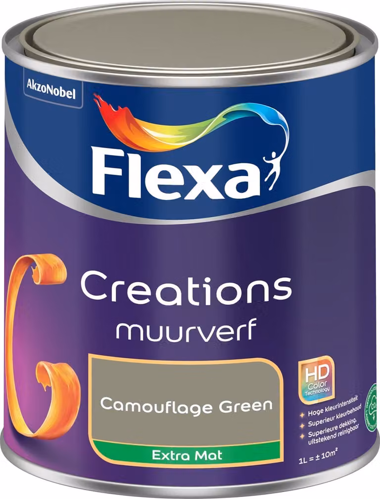 Flexa Creations Muurverf Extra Mat - Camouflage Green - 1 l