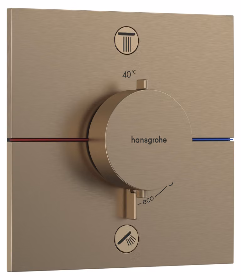 Hansgrohe ShowerSelect Comfort E thermostaat inbouw set met safety stop in geborsteld brons