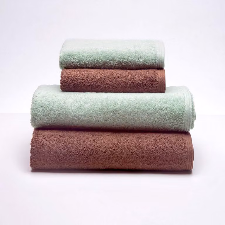Set van 4 katoenen badhanddoeken voor dagelijks gebruik met hoge absorptie, Groen Bruin, 2x 50x100 cm en 2x 70x140 cm