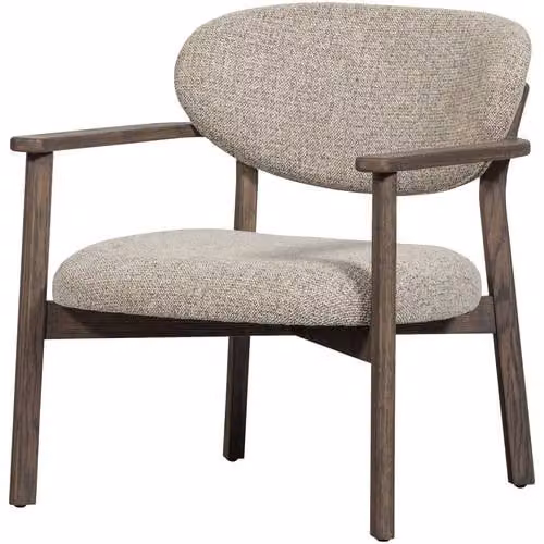 WOOOD Udar Fauteuil met houten frame en stoffen bekleding - Bruin/Beige