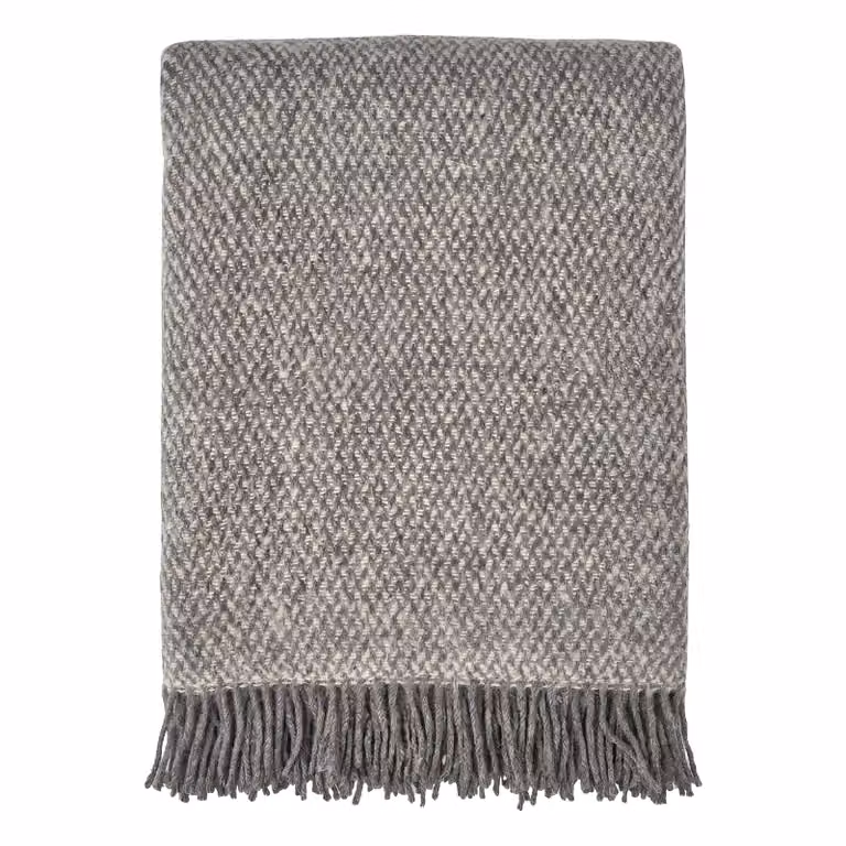 Scandi Living Sandstone wollen plaid Grijs 130 x 180 cm