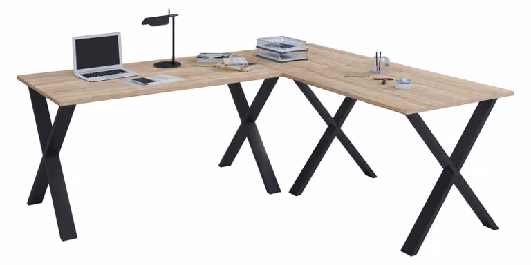 VCM Lona X Hoekbureau Plain - Houten Werktafel voor Home Office - B/D/H: 160 x 160 x 80 cm