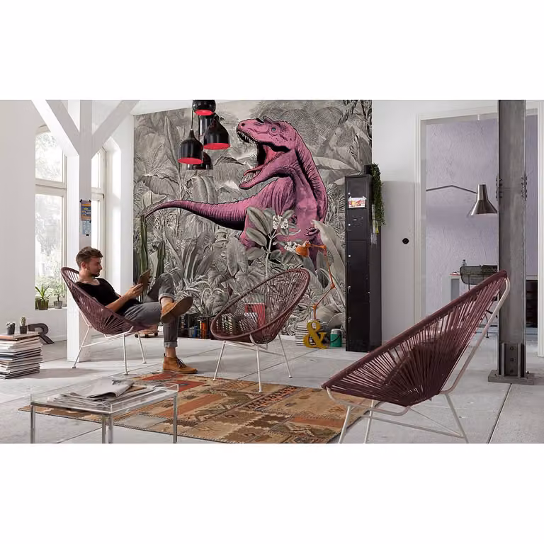 home24 Fotobehang Pinky Abstract Modern Roze en Zwart B: 350 cm, H: 280 cm