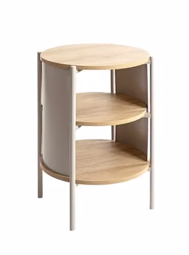 HAKU Bijzettafel rond, Eiken naturel en Kasjmiergrijs, H: 60 cm, Ø: 44 cm