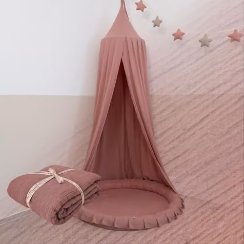 Lilimaus Bedhemel Mousseline voor de kinderkamer - Oudroze - 245 cm