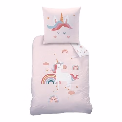 MTOnlinehandel Kinderbeddengoedset Eenhoorn - 2-delig Renforce Katoen - Multicolor - Dekbedovertrek 135 x 200 cm en Kussensloop 80 x 80 cm