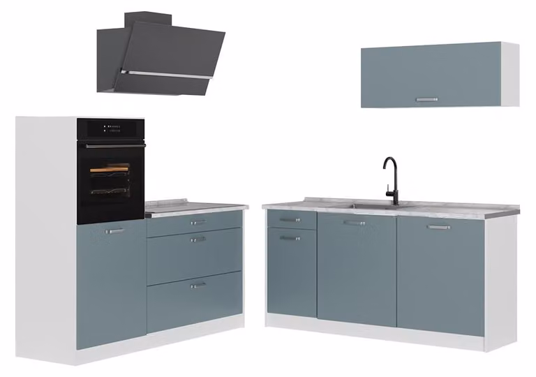 Vicco R-Line Keukeneenheid Blauw-grijs/Wit 160 cm zonder werkblad, Model 66936