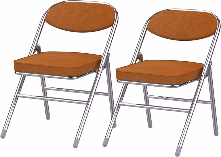 Set van 2 opvouwbare bruine stoelen met stalen frame