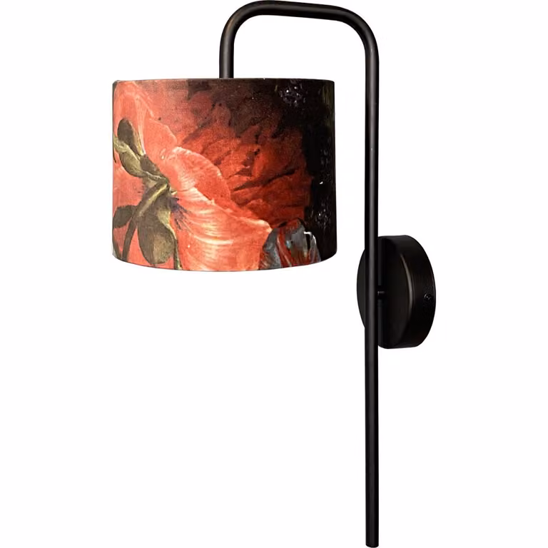 Masterlight Venus wandlamp met multicolor Flower lampenkap in zwart metaal