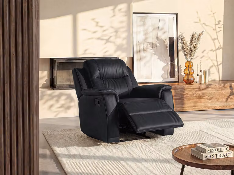 Relaxfauteuil EVASION van leer - zwart