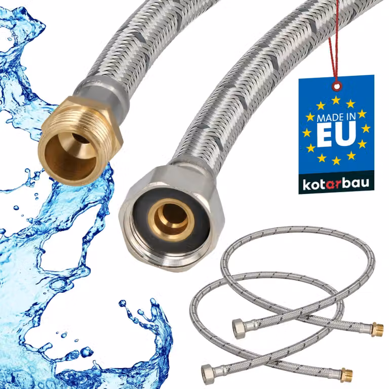 KOTARBAU 2 stuks Flexibele Sanitaire Aansluitslang 1/2" x 3/8" Buitendraad x Binnendraad Roestvrijstaal Lengte: 100 cm