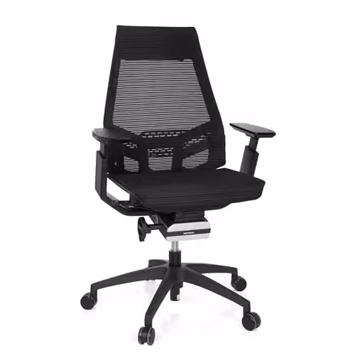hjh OFFICE GENIDIA SMART 652884 ergonomische bureaustoel met verstelbare armleuningen, zwart, netstof