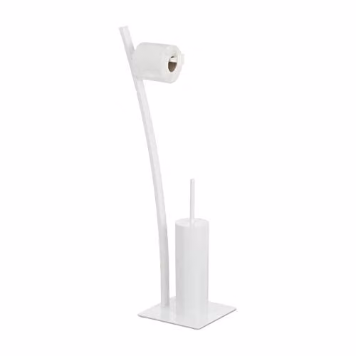 Relaxdays wc garnituur met toiletborstel en toiletrolhouder, wit, H 78 x B 29 x D 20 cm