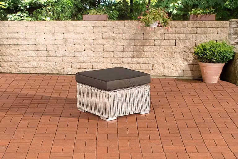 CLP Polyrattan hocker Bilbao/Madeira parelwit met antraciet bekleding