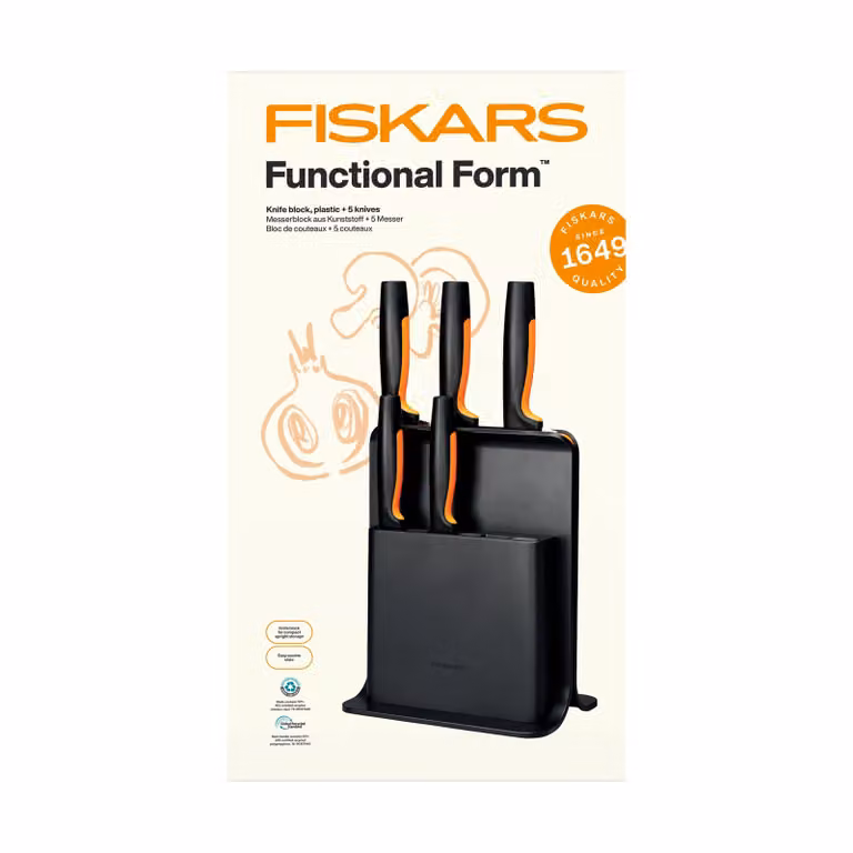 Fiskars Functional Form messenset met messenblok, 6 delen, Kunststof